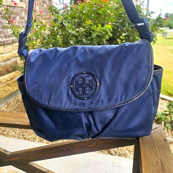 Tory Burch Billy Nylon Messenger Diaper Baby Bag Navy Crossbody Adjustable - Picture 2 of 11